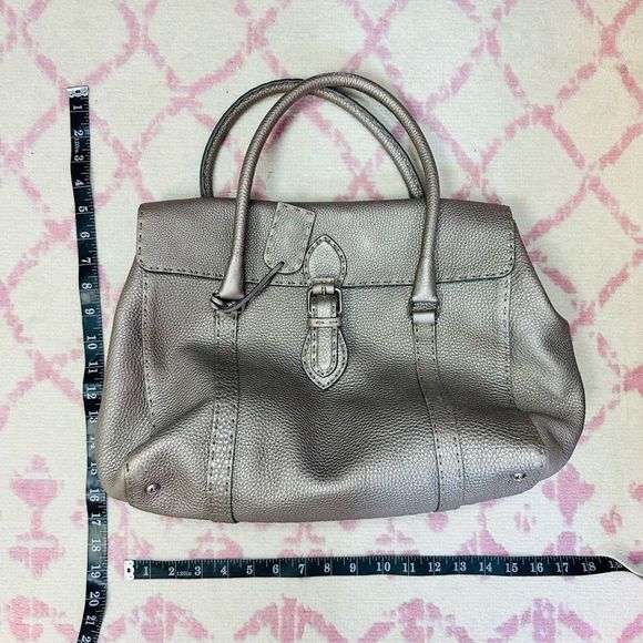 Fendi Selleria Silver Metallic Calf Skin Leather Linda Pebble Large Tote Hand Ba - Picture 13 of 14